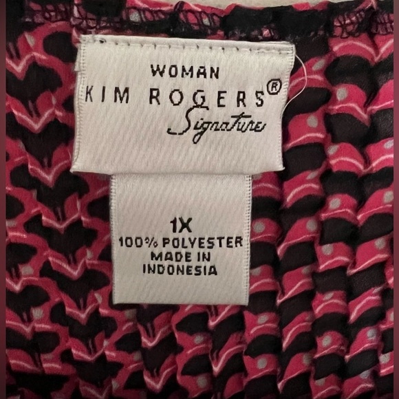 Kim Rogers Hearts Pink Blouse 1X SemiSheer. - Picture 3 of 10